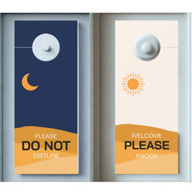 ドアハンモダンガーカスタムデイナイト邪魔しない ドアノブサイン (Modern custom day night sun moon door hanger)