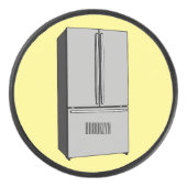 ドアフランスの冷蔵庫の漫画イラストレーション アイスホッケーパック (正面)