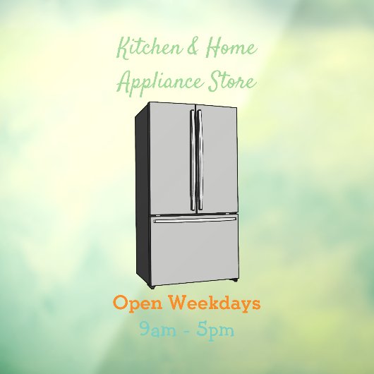 ドアフランスの冷蔵庫の漫画イラストレーション ウィンドウサイン (シート3)