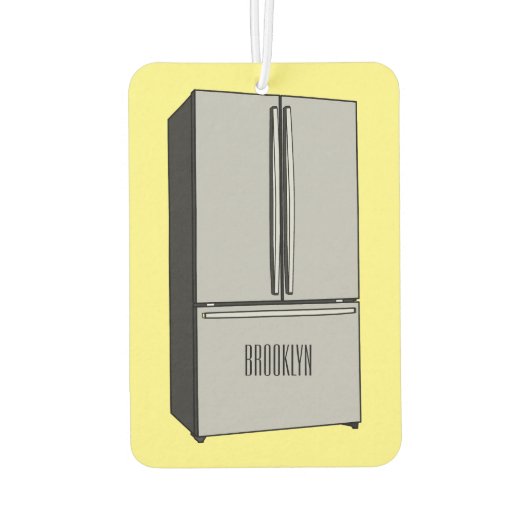 ドアフランスの冷蔵庫の漫画イラストレーション カーエアーフレッシュナー (裏面)