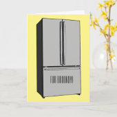 ドアフランスの冷蔵庫の漫画イラストレーション カード (黄色い花)