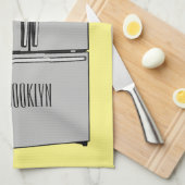 ドアフランスの冷蔵庫の漫画イラストレーション キッチンタオル (四つ折り)