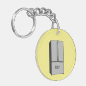 ドアフランスの冷蔵庫の漫画イラストレーション キーホルダー (正面左)
