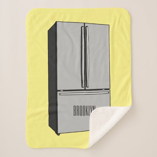 ドアフランスの冷蔵庫の漫画イラストレーション シェルパブランケット (正面)