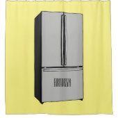 ドアフランスの冷蔵庫の漫画イラストレーション シャワーカーテン (正面)