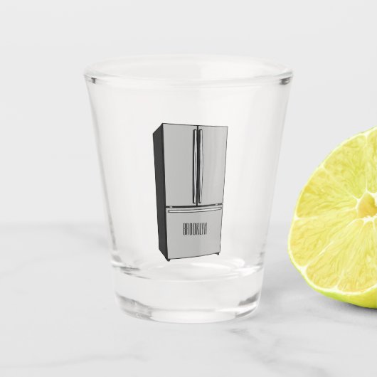 ドアフランスの冷蔵庫の漫画イラストレーション ショットグラス (正面)