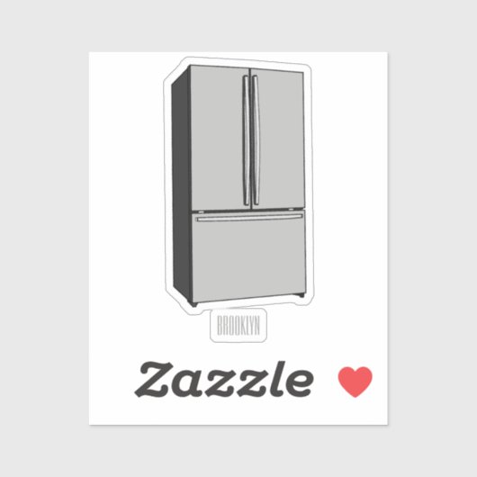 ドアフランスの冷蔵庫の漫画イラストレーション シール (シート)