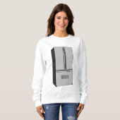 ドアフランスの冷蔵庫の漫画イラストレーション スウェットシャツ (正面フル)