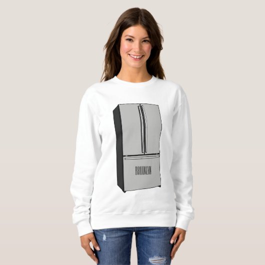 ドアフランスの冷蔵庫の漫画イラストレーション スウェットシャツ (正面フル)