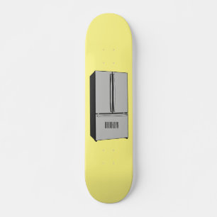 ドアフランスの冷蔵庫の漫画イラストレーション スケートボード