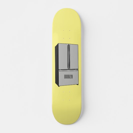 ドアフランスの冷蔵庫の漫画イラストレーション スケートボード (正面)