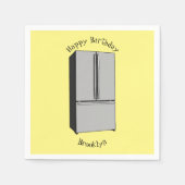 ドアフランスの冷蔵庫の漫画イラストレーション スタンダードカクテルナプキン (正面)