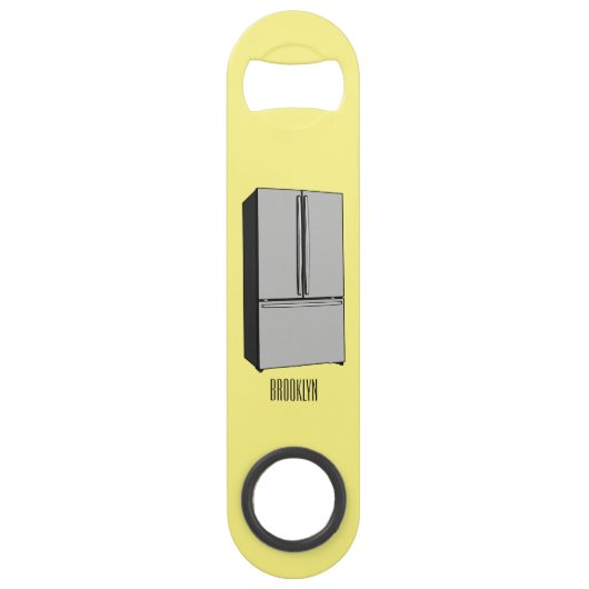 ドアフランスの冷蔵庫の漫画イラストレーション スピード栓抜き (正面)