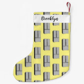 ドアフランスの冷蔵庫の漫画イラストレーション スモールクリスマスストッキング (裏面)