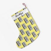 ドアフランスの冷蔵庫の漫画イラストレーション スモールクリスマスストッキング (裏面 (吊り時))