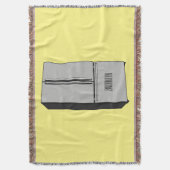 ドアフランスの冷蔵庫の漫画イラストレーション スローブランケット (正面縦)