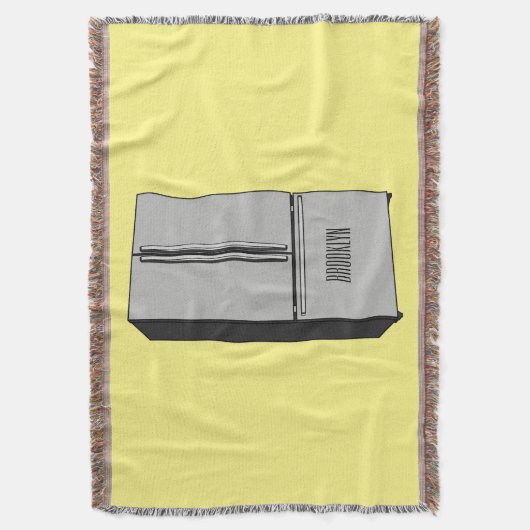 ドアフランスの冷蔵庫の漫画イラストレーション スローブランケット (正面縦)