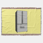 ドアフランスの冷蔵庫の漫画イラストレーション スローブランケット (正面)