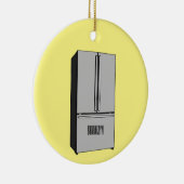 ドアフランスの冷蔵庫の漫画イラストレーション セラミックオーナメント (右)