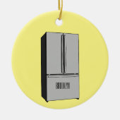 ドアフランスの冷蔵庫の漫画イラストレーション セラミックオーナメント (正面)