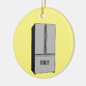 ドアフランスの冷蔵庫の漫画イラストレーション セラミックオーナメント (左)