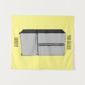 ドアフランスの冷蔵庫の漫画イラストレーション タペストリー (正面(横))