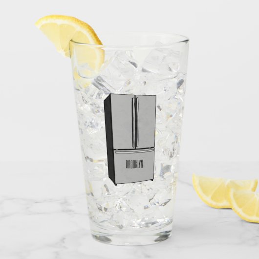 ドアフランスの冷蔵庫の漫画イラストレーション タンブラーグラス (アイス正面)