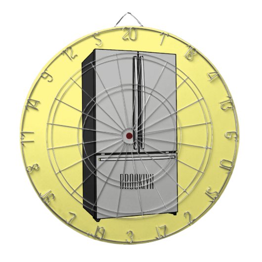 ドアフランスの冷蔵庫の漫画イラストレーション ダーツボード (正面)