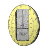 ドアフランスの冷蔵庫の漫画イラストレーション ダーツボード (正面右)