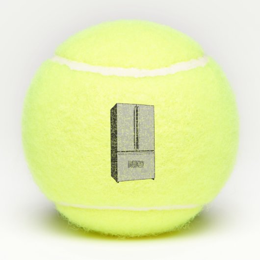 ドアフランスの冷蔵庫の漫画イラストレーション テニスボール (裏面)