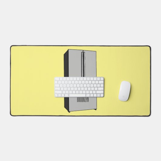 ドアフランスの冷蔵庫の漫画イラストレーション デスクマット (キーボード&マウス)