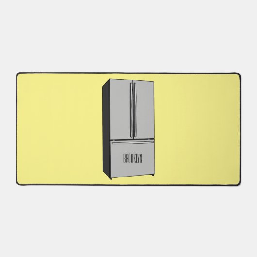 ドアフランスの冷蔵庫の漫画イラストレーション デスクマット (正面)