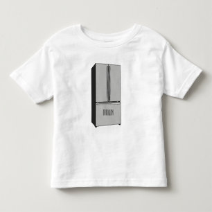 ドアフランスの冷蔵庫の漫画イラストレーション トドラーTシャツ