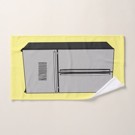 ドアフランスの冷蔵庫の漫画イラストレーション バスタオルセット (ハンドタオル)