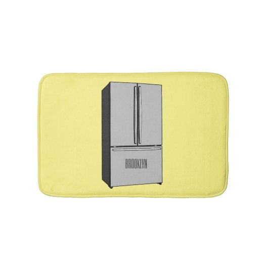 ドアフランスの冷蔵庫の漫画イラストレーション バスマット (正面)