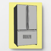 ドアフランスの冷蔵庫の漫画イラストレーション フォトプラーク (正面)
