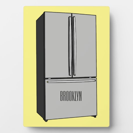 ドアフランスの冷蔵庫の漫画イラストレーション フォトプラーク (正面)