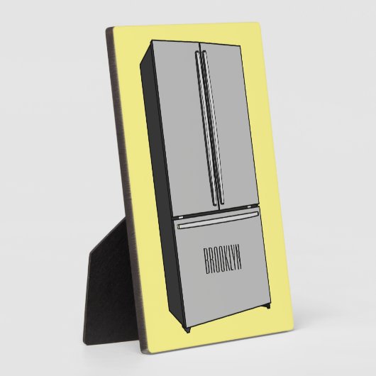 ドアフランスの冷蔵庫の漫画イラストレーション フォトプラーク (側面)