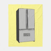 ドアフランスの冷蔵庫の漫画イラストレーション フリースブランケット (正面)