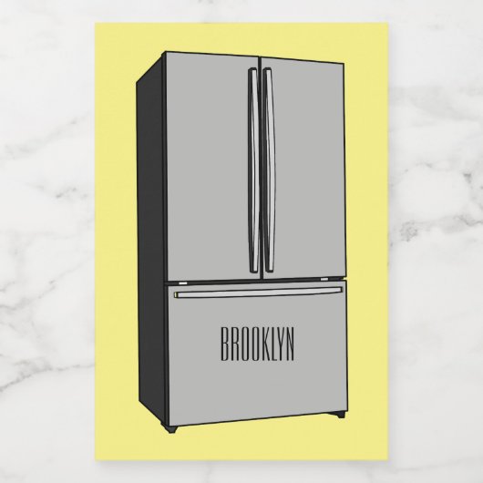 ドアフランスの冷蔵庫の漫画イラストレーション フードラベル (シングルラベル)