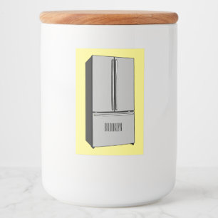 ドアフランスの冷蔵庫の漫画イラストレーション フードラベル