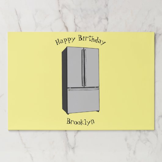 ドアフランスの冷蔵庫の漫画イラストレーション ペーパーパッド (正面)