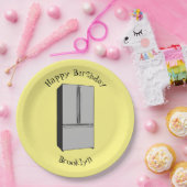 ドアフランスの冷蔵庫の漫画イラストレーション ペーパープレート (パーティー)