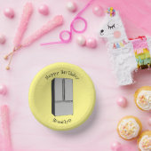 ドアフランスの冷蔵庫の漫画イラストレーション ペーパーボウル (パーティー)