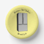 ドアフランスの冷蔵庫の漫画イラストレーション ペーパーボウル (正面)