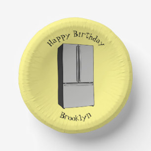 ドアフランスの冷蔵庫の漫画イラストレーション ペーパーボウル