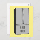 ドアフランスの冷蔵庫の漫画イラストレーション ポストカード (正面/裏面)