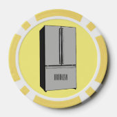 ドアフランスの冷蔵庫の漫画イラストレーション ポーカーチップ (裏面)