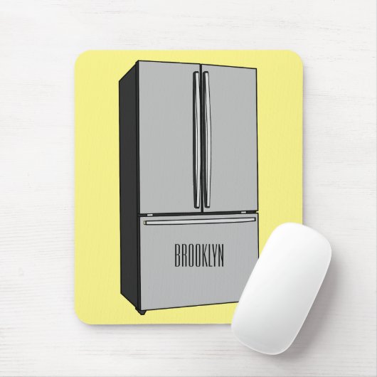 ドアフランスの冷蔵庫の漫画イラストレーション マウスパッド (マウス)