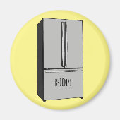 ドアフランスの冷蔵庫の漫画イラストレーション マグネット (正面)